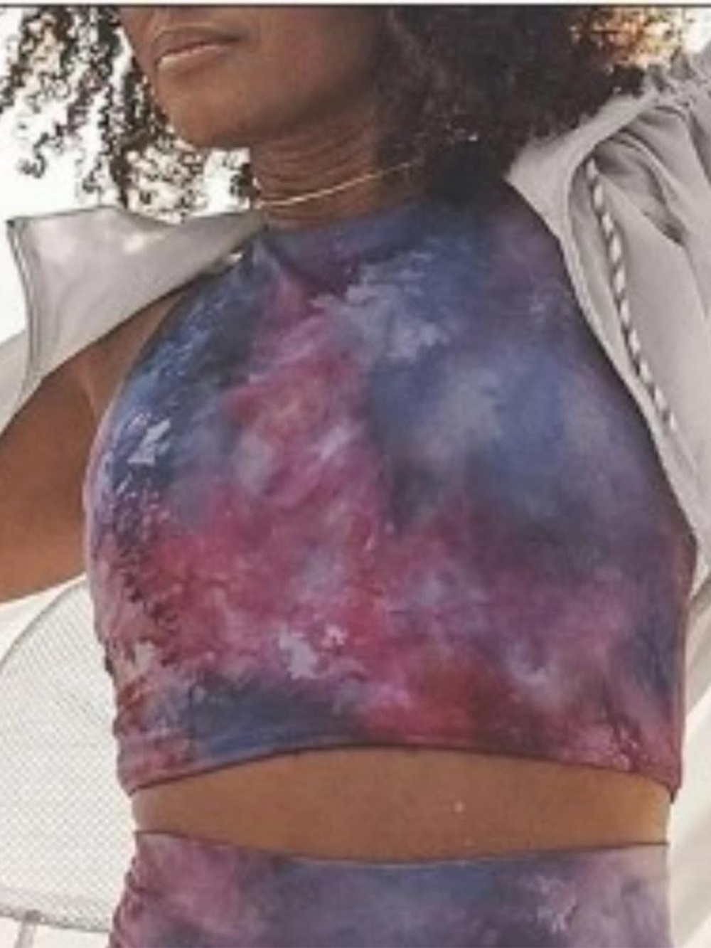 Athleta Galaxy Tie-Dye High-Neck Crop Tank in Purple and Pink size Small